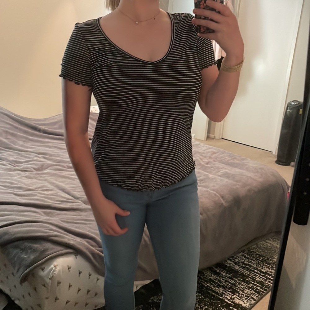 NWOT- Black with white stripes shirt